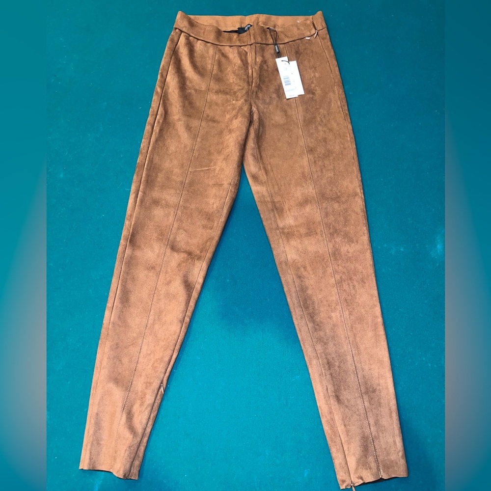 Tahari brown faux leather pants